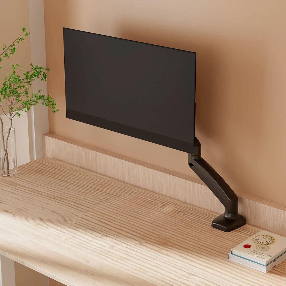 AUKI Single Aluminum Monitor Mount C-clamp Grommet Monitor Desk Mount, Max Vesa 100X100 Vesa Arm