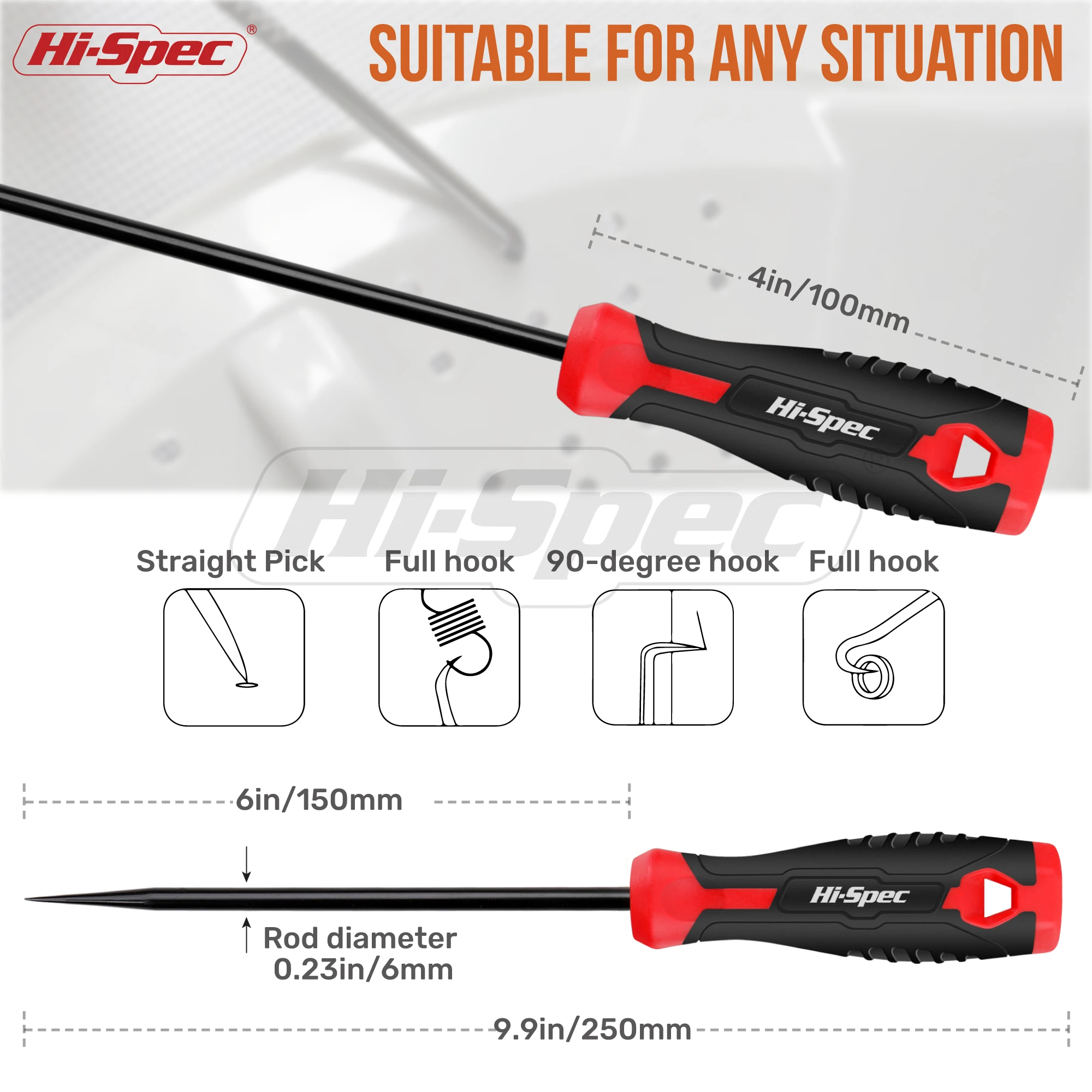 4PC Precision Garage Repair Tool Set Pick Tool Set for Oil Seals, O Rings, Hoses & Gaskets Steel Hooks for Mechanic Repair