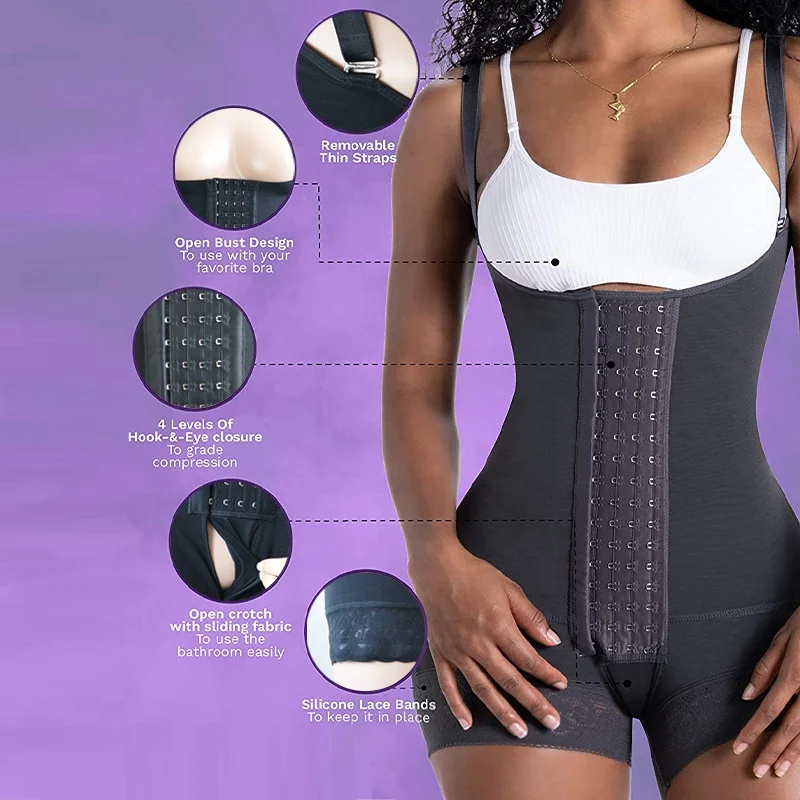 Private Label Women Shapers Fajas Sol Leon Postpartum Girdle Open Bust Butt Lifter Body Shaper Colombian Post Surgery Girdles