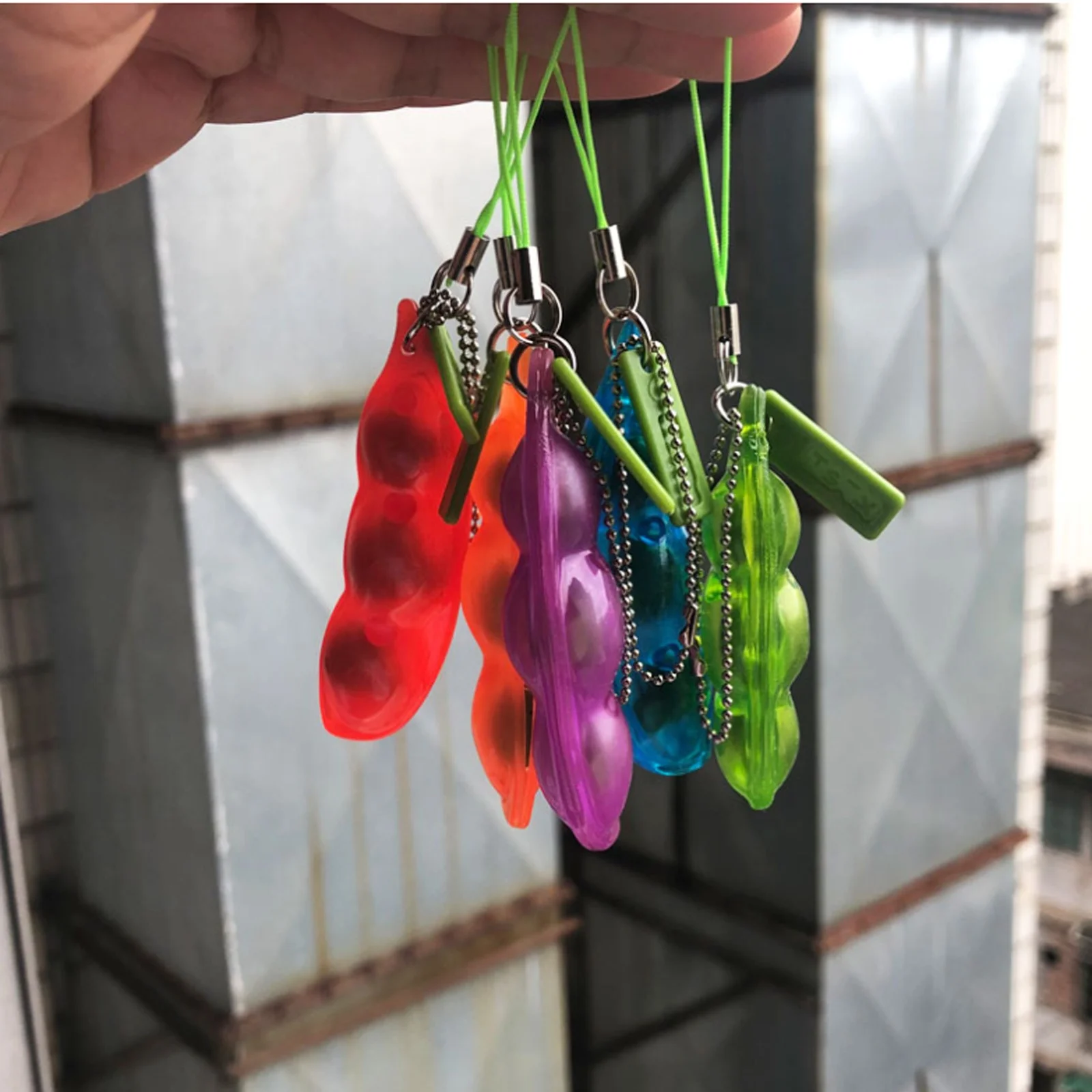 Squeez Beans Peas Pea nuts Keychain Fidget Toys Squishy Anti Stress Reliever Relief Squeeze Edamame Soybean Toy
