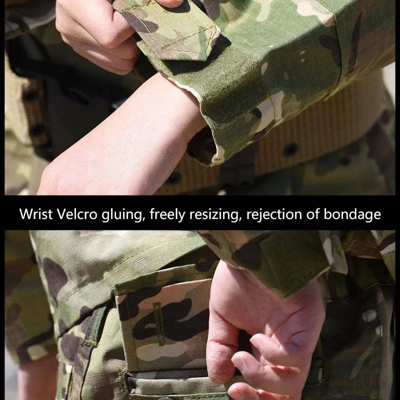 Manufacturer Children Camo Jacket + Pants Boys Camouflage Suit Outdoor Hunting Kids Tactical Training Uniform Set