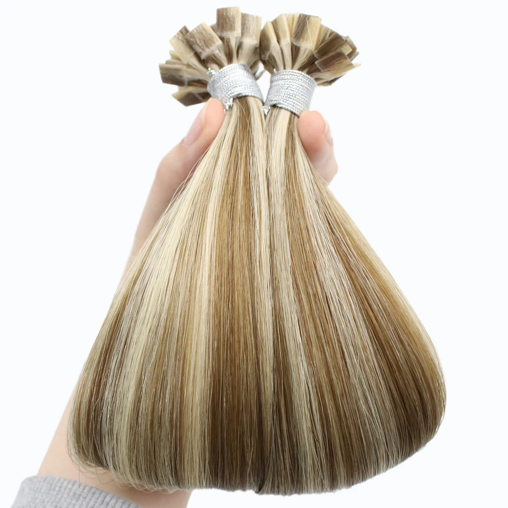 Keratin Flat Tip Hair Extension Cuticle Aligned Remy Russian Human Hair Flat Tip Hair Extension