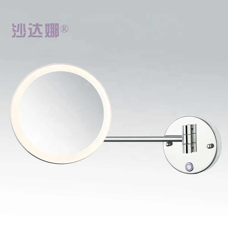 Hot Fashionable Makeup Mirror With Led Light Lamps Nordic Round Bathroom Extendable Shower Shaving Mirror Espejo De Espejo