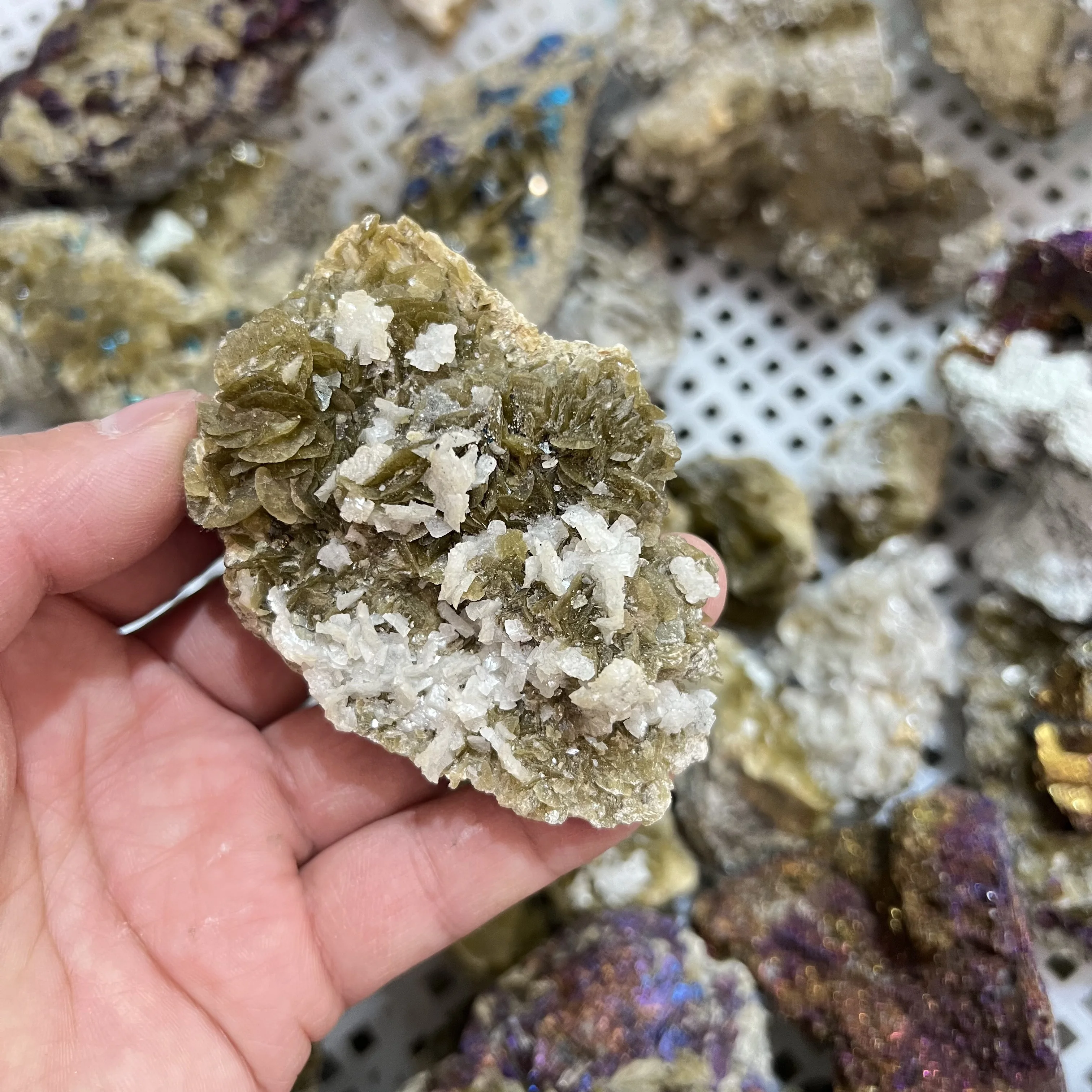Wholesale Natural Mineral Specimen gold mica with dolomite rocks healing raw siderite for fengshui