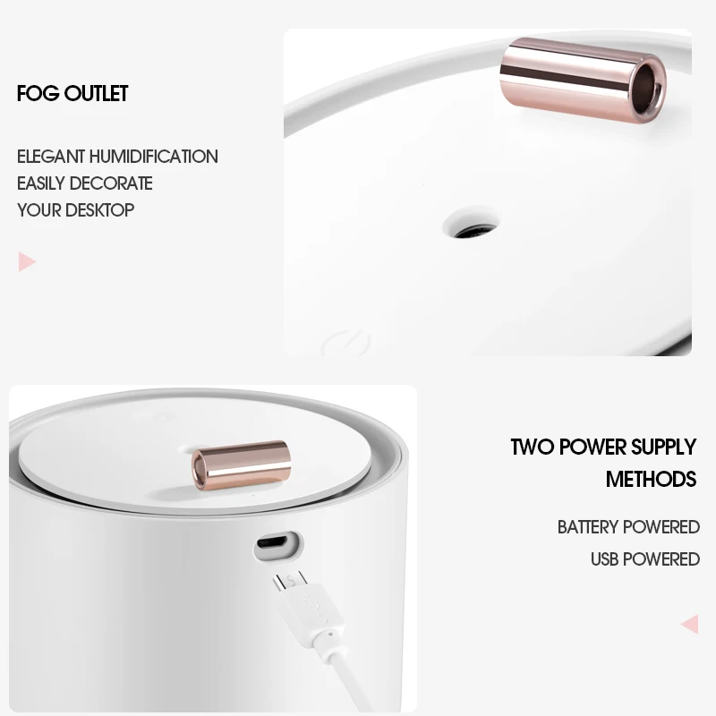 Battery Operated 350ml Ultrasonic Air Humidifier HO4 Spray Mist Mini Humidifier