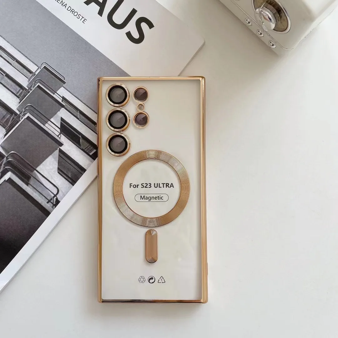 Прозрачный мягкий чехол Saiboro из ТПУ для Galaxy s23, гальванизированный Чехол для мобильного телефона samsung galaxy s23 ultra