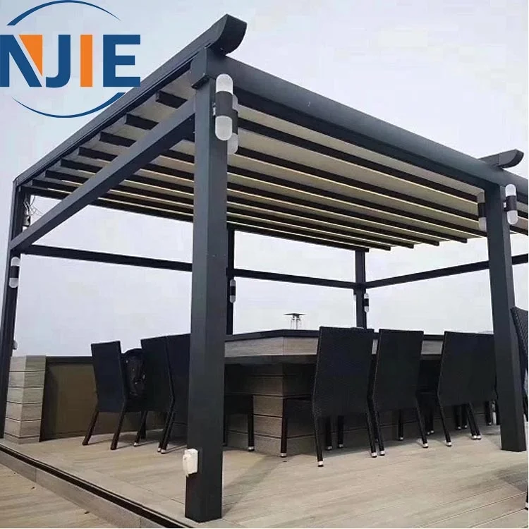 Swing aluminum garden pergola gazebo retractable sunshade steel structure free standing pergola gazebo outdoor