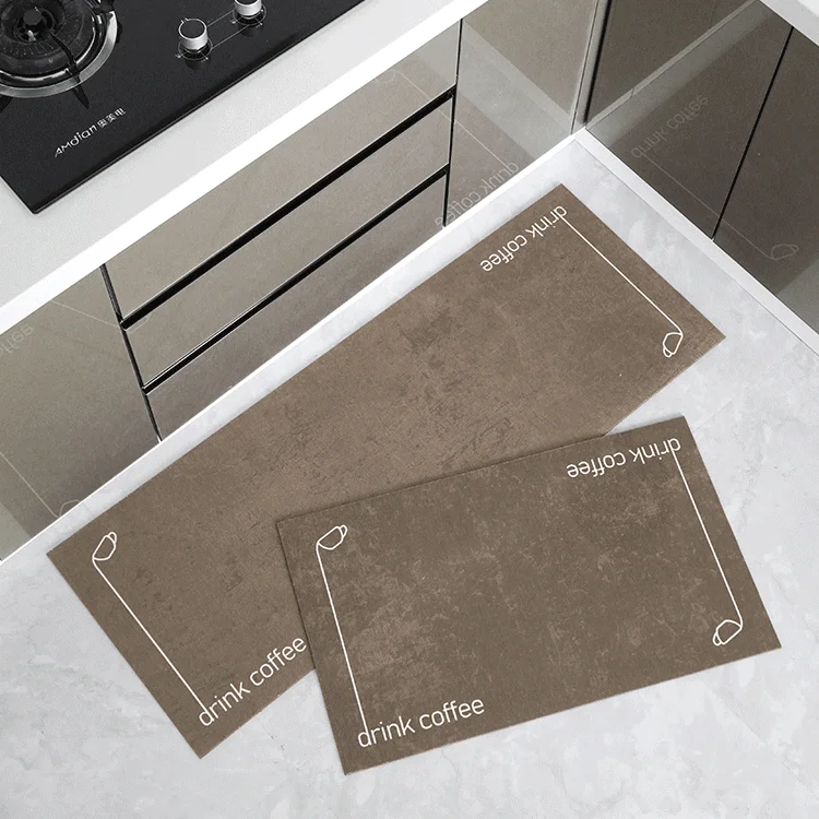 Non Slip Heat Resistant Anti Fatigue Custom Printed Oil Proof Sude Printing Floor Mat Set Washable Kitchen Mat