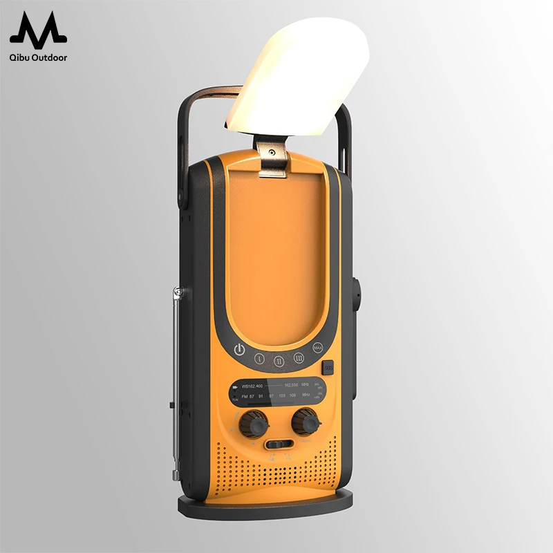 Qibu Multi-function FM Radio Camping Tent Lantern Portable Outdoor Emergency Lamp Led Lights Solar Rechargeable Power Bank