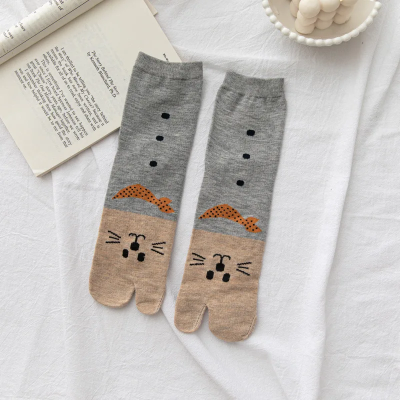 Cute Animal Cotton Socks Female Cat With Dog Summer Short Socks Women Casual Soft Tabi Ankle Socks