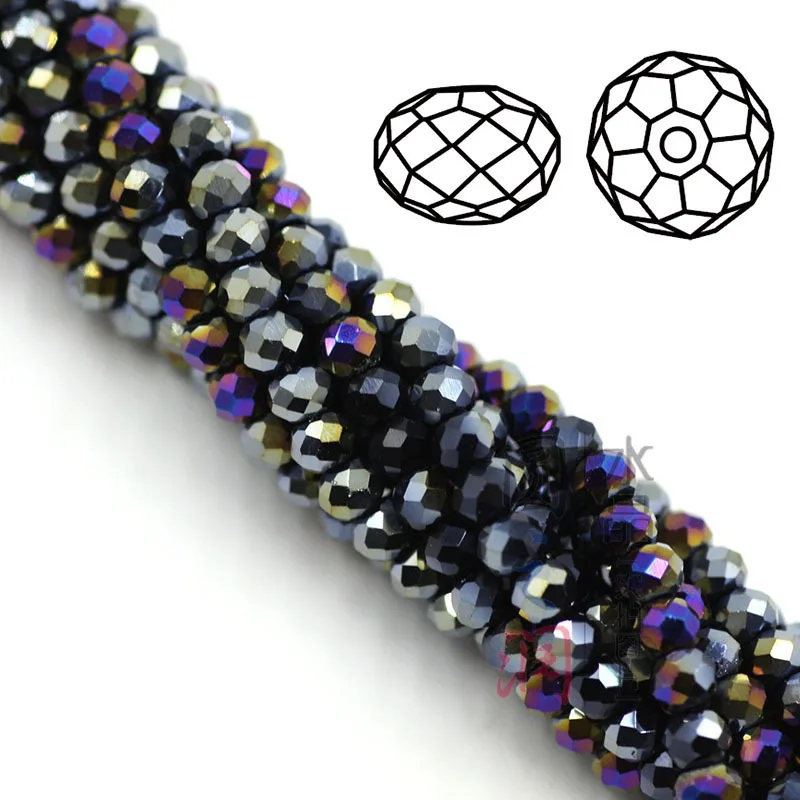 Crystal flat bead plating AB color DIY accessories loose beads colorful crystal glass round beads