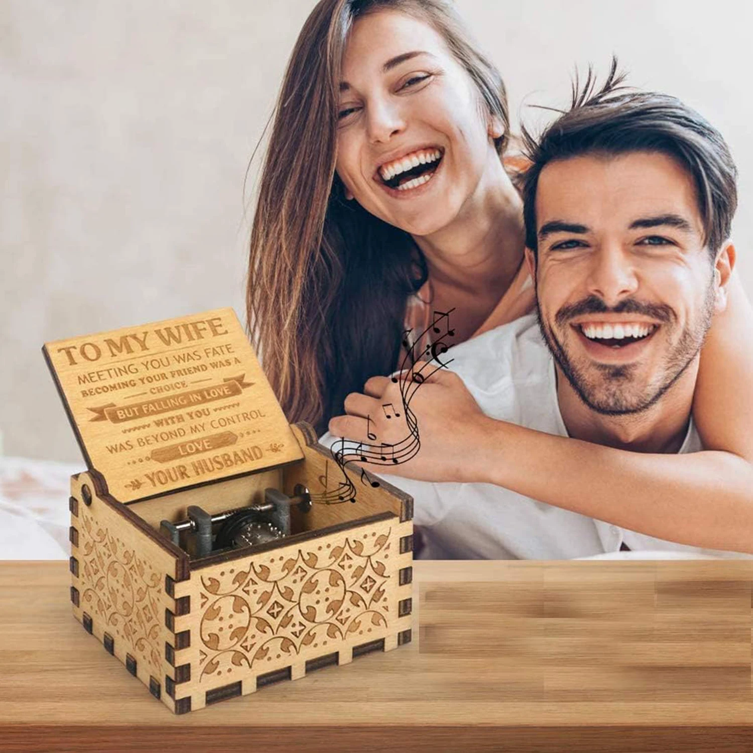 Romantic Birthday Music Box Christmas Gift Wooden Hand Crank Musical Box