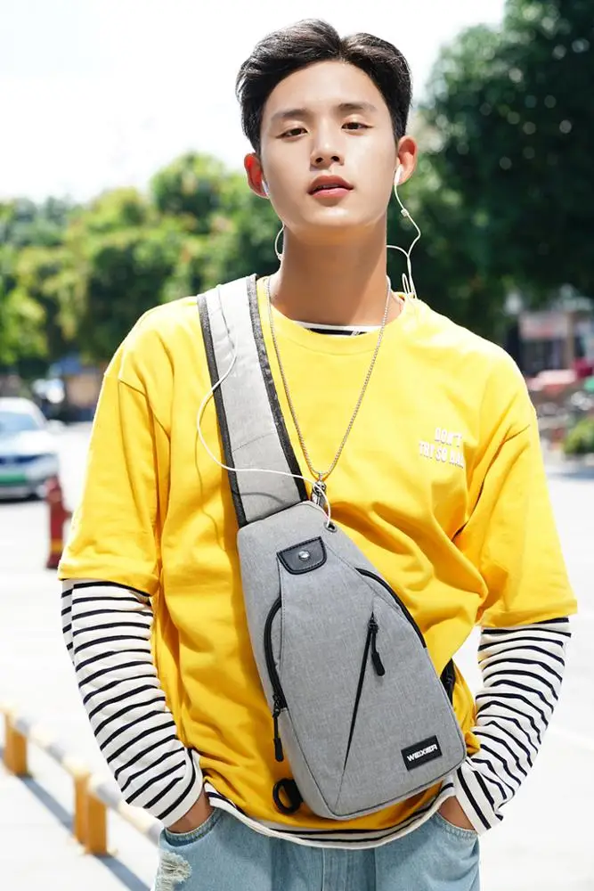 Wholesale high quality fashion canvas sport leisure single shoulder men crossbody bag