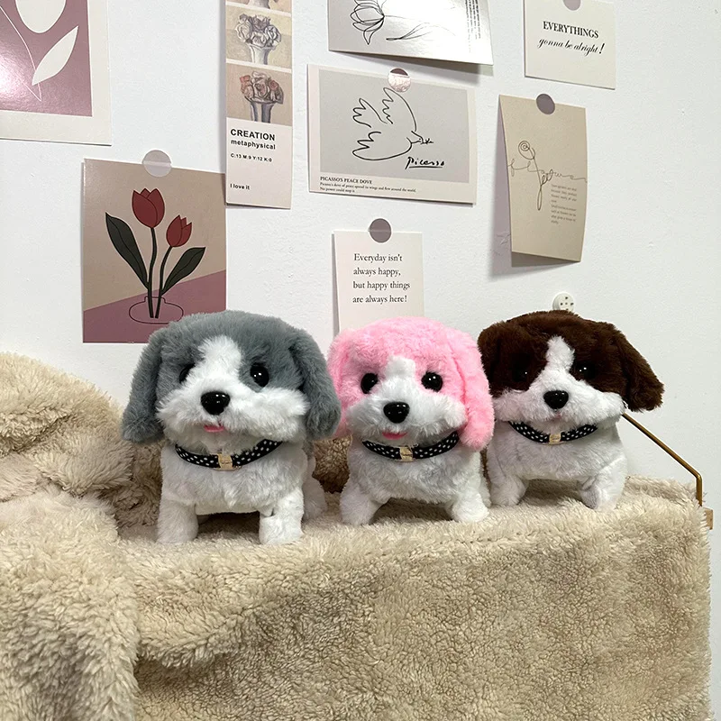 Wholesale Double Color Dog Plush Toys Electric Barking Move Forward Backward Walking Dog Plush Toy