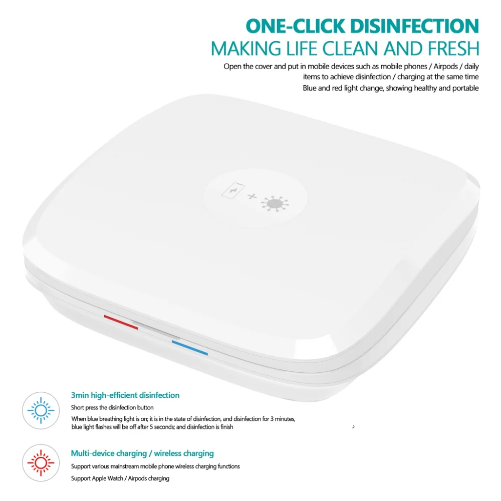 4 in 1 Multifunctional Wireless Charging customized Portable UV Sterilization Box Case UVC light Sterilizer Phone Cleaner