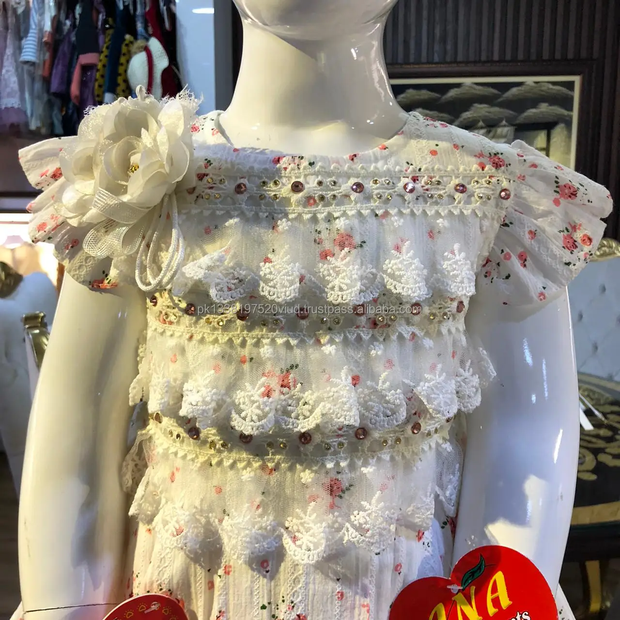 tail printed cotton frock with hairband best pakistani design with nice quality baby girl party dresses