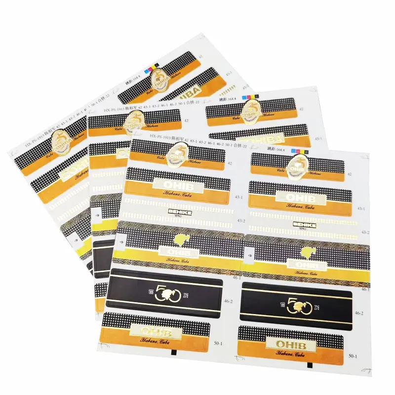 Custom Embossed Logo Stickers Products Cigar Band Label Die Cut Stickers Vinyl Wholesale Sticker