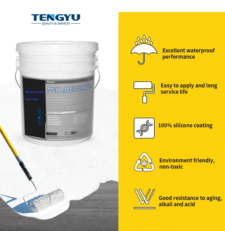 Special brushable sprayable terrace metal roof heat resistance nano silicone waterproofing and coating