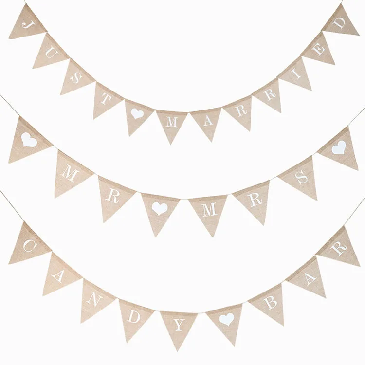 Triangle Flag DIY Burlap Pennant Flags Plain Banner for Holiday Birthday Wedding Graduation and