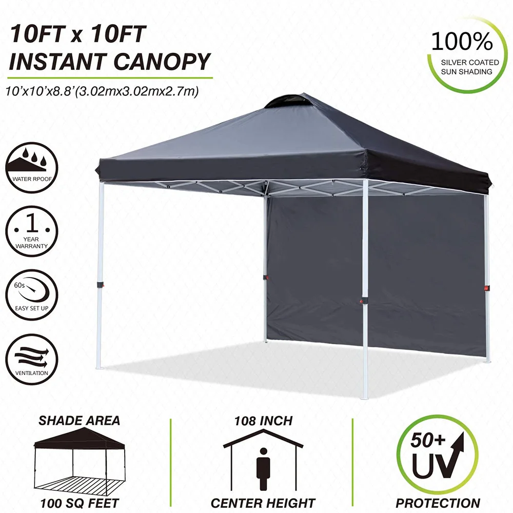 
3x3 Large Pvc Coated, 4 Legs Folding Awning Trade Fair Tents Pop Up Gazebos With Sides Screen Heavy Duty Outdoor Business Work/ 