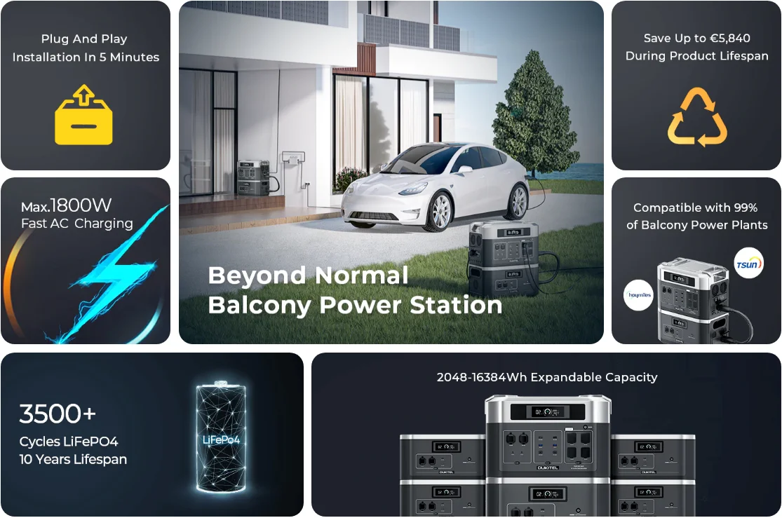 EU Stock OUKITEL BP2000 4000W Portable Solar Power Station Home Emergency Camping Power Supply