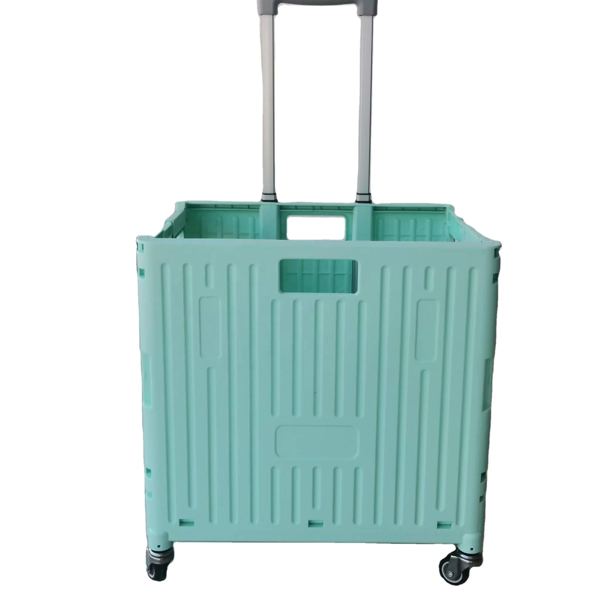 Aluminium Four-Wheel Foldable Shopping Cart Portable Supermarket Shopping Caddie with Foldable Feature Durable and Easy to Use