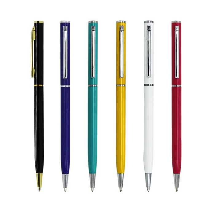 popular wholesale custom cheap thin metal ball pen with logo low price