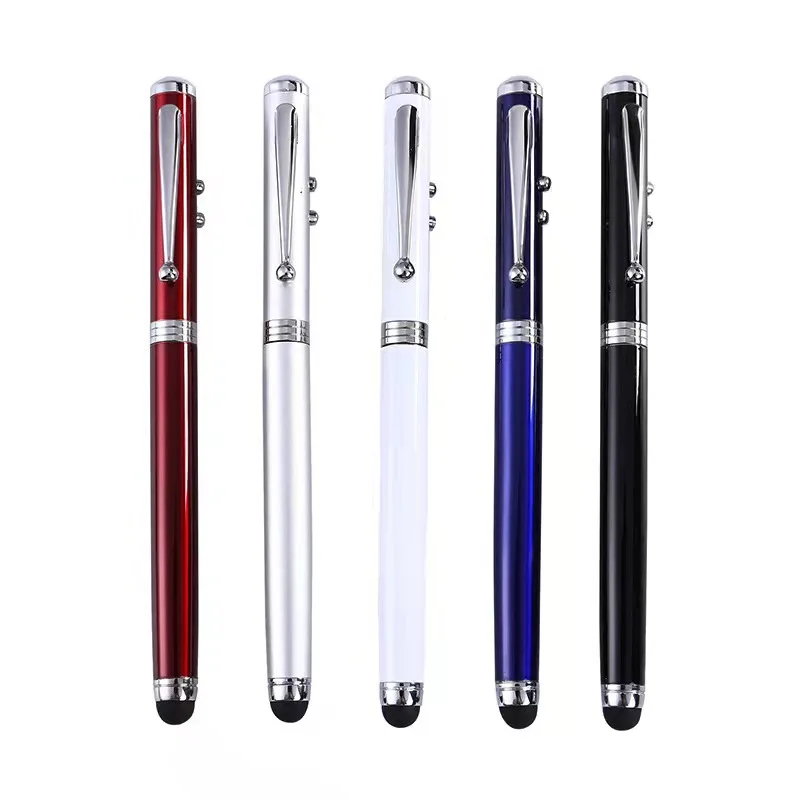 Compatible 4 in 1 LED Laser Pointer Torch Touch Screen Stylus Ballpoint Pen For Phone