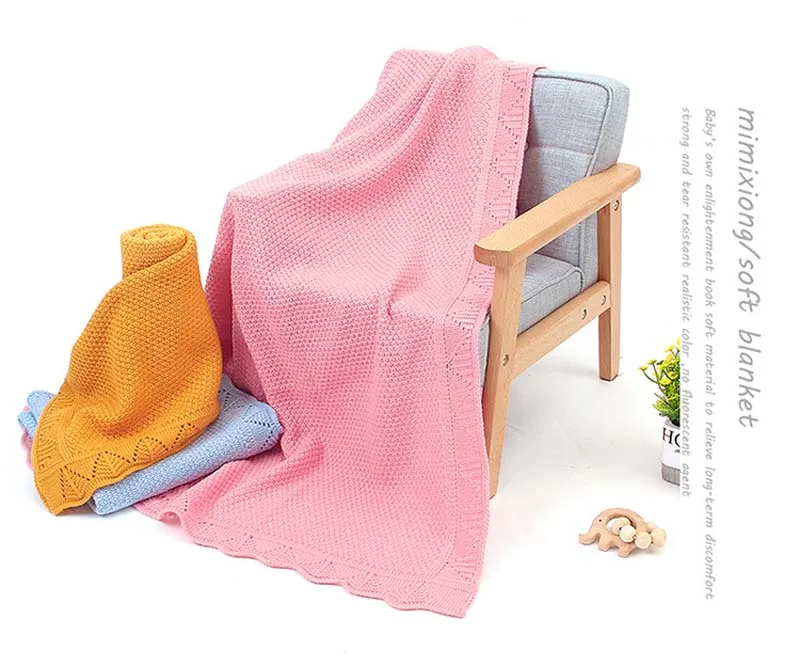 100% Cotton Soft Crochet Custom Knit Cotton Baby Blanket Baby Knit Blanket