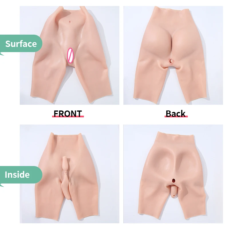 Men Silicone Hip Pad Enhanced Thickening False Vagina Trousers Cosplay Dress-up Big Ass Underwear Plus Oversized Silicone Pants