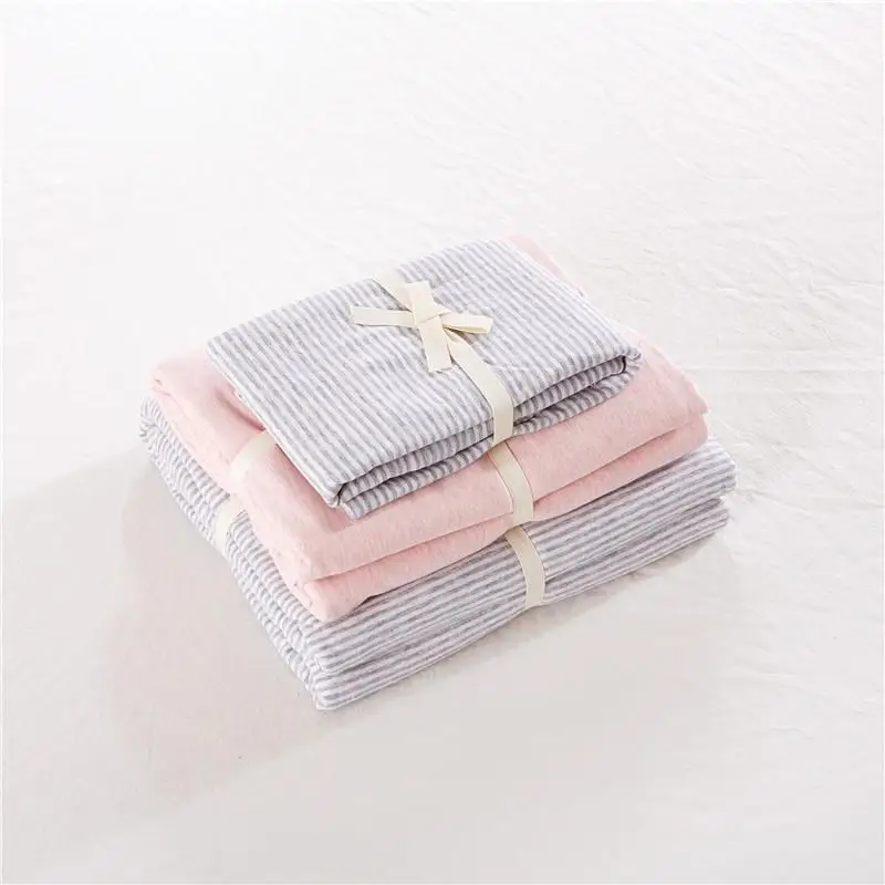 OEKO-TEX Factory Best Selling striped jersey knit 100% cotton soft bed linen bed set