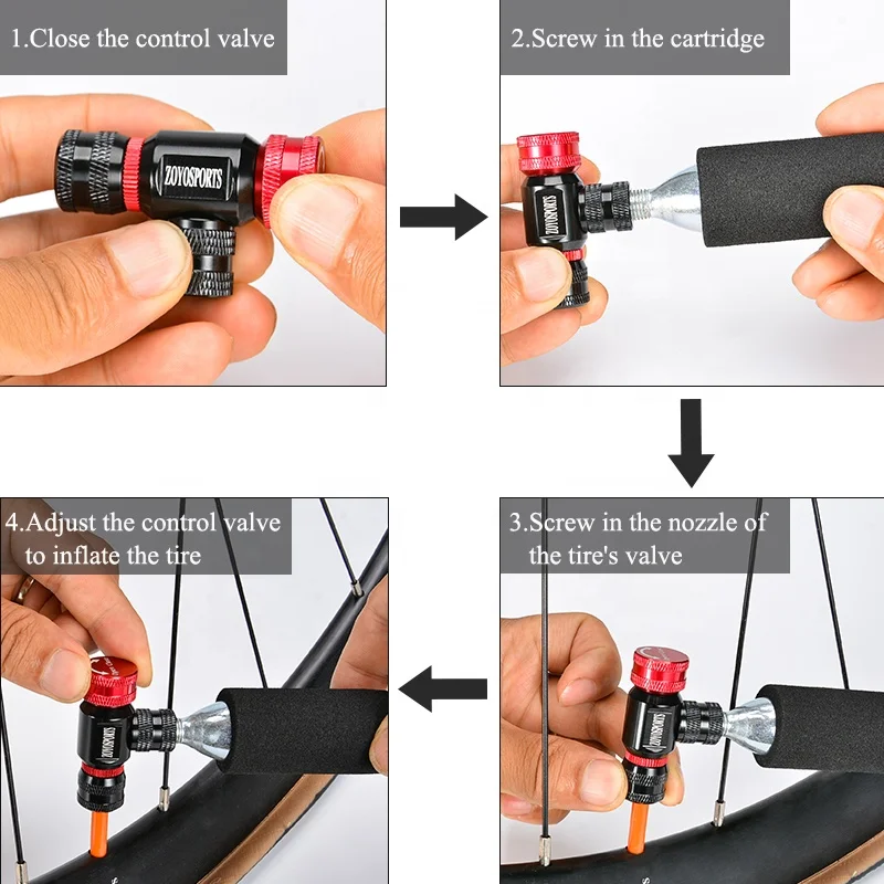 Portable Bicycle CO2 Pump High Pressure CO2 Cartridge Adapter Mount  FV AV Compatible Schrader Presta Valve Bicycle Accessories