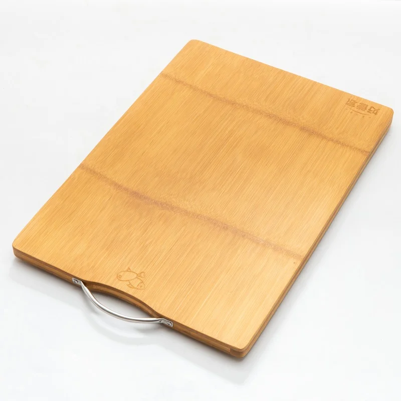 Customized high quality square solid chopping board with handle Asian bamboo cutting board