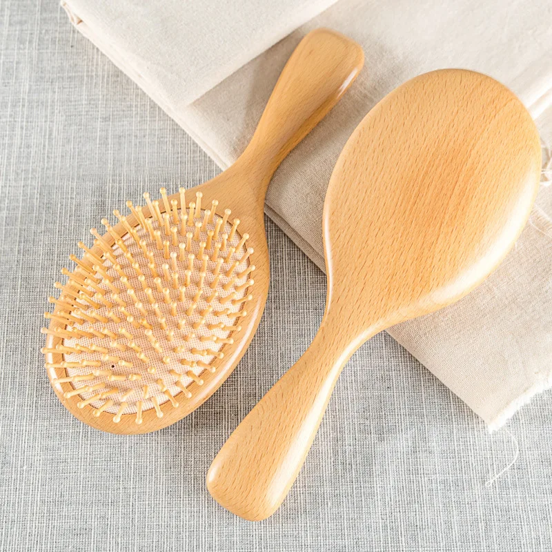 Hot Selling Professional Square Bamboo Wooden Hair Scalp Massage Comb Detangling Cushion Wood Paddle Hair Brush
