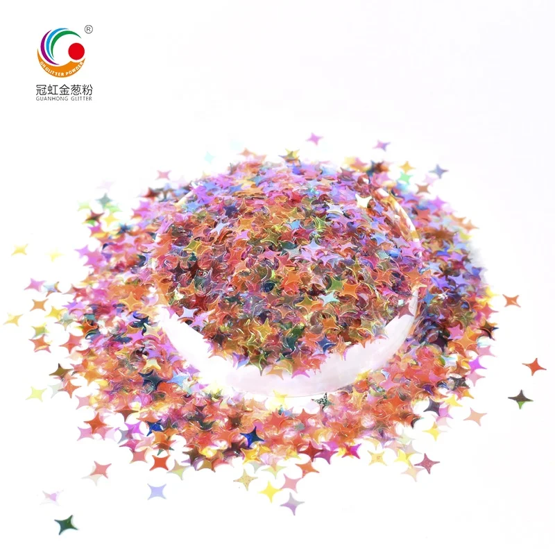 GH9641 Wholesale Chunky Eco-friendly Biodegradable Mixed Sizes Star Shape Cloud Blue Glitter Powder For Plastic Leather