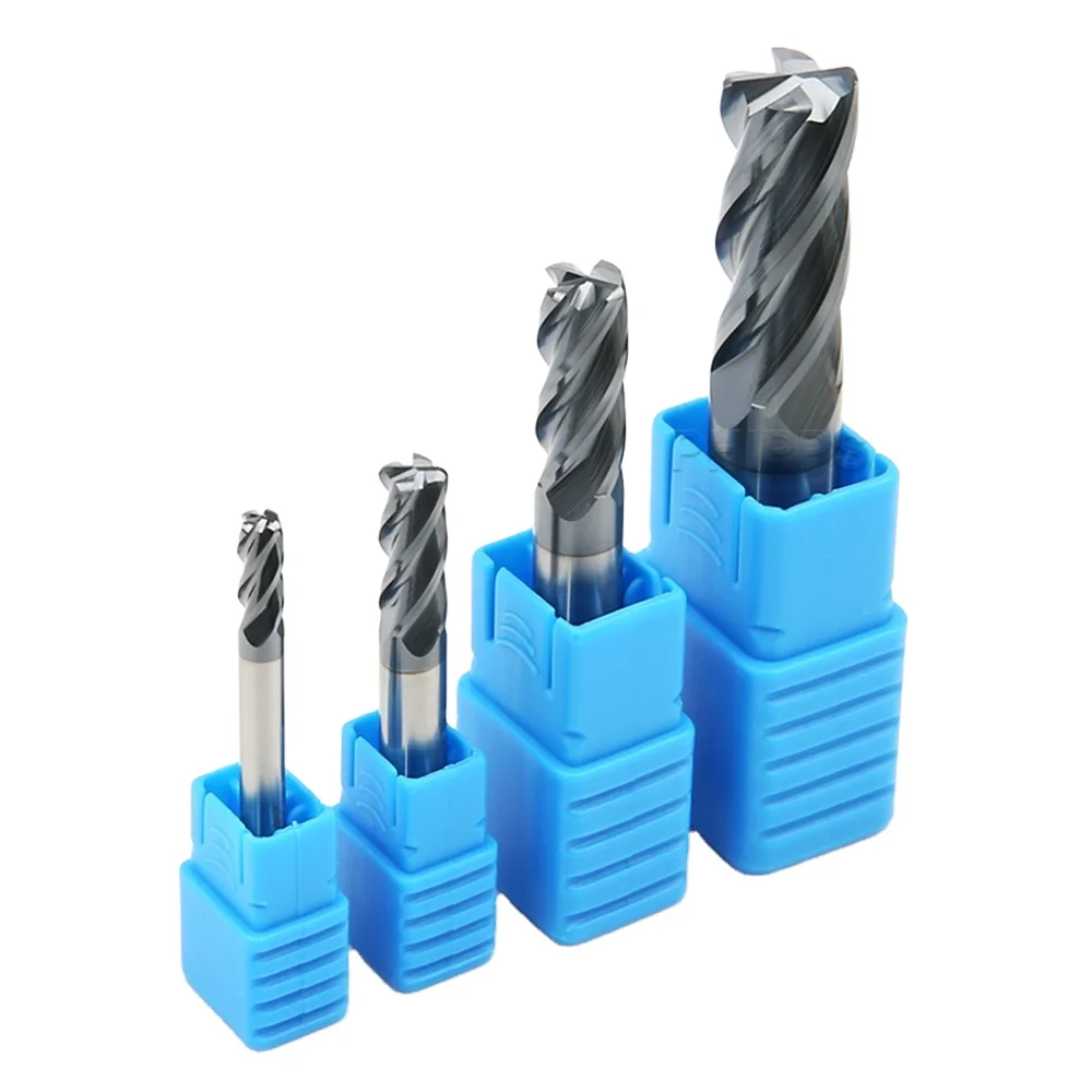 PANDA HRC45 4mm solid carbide  high feed cnc long flute 4 flutes round corner radius square end mill flat milling cutter