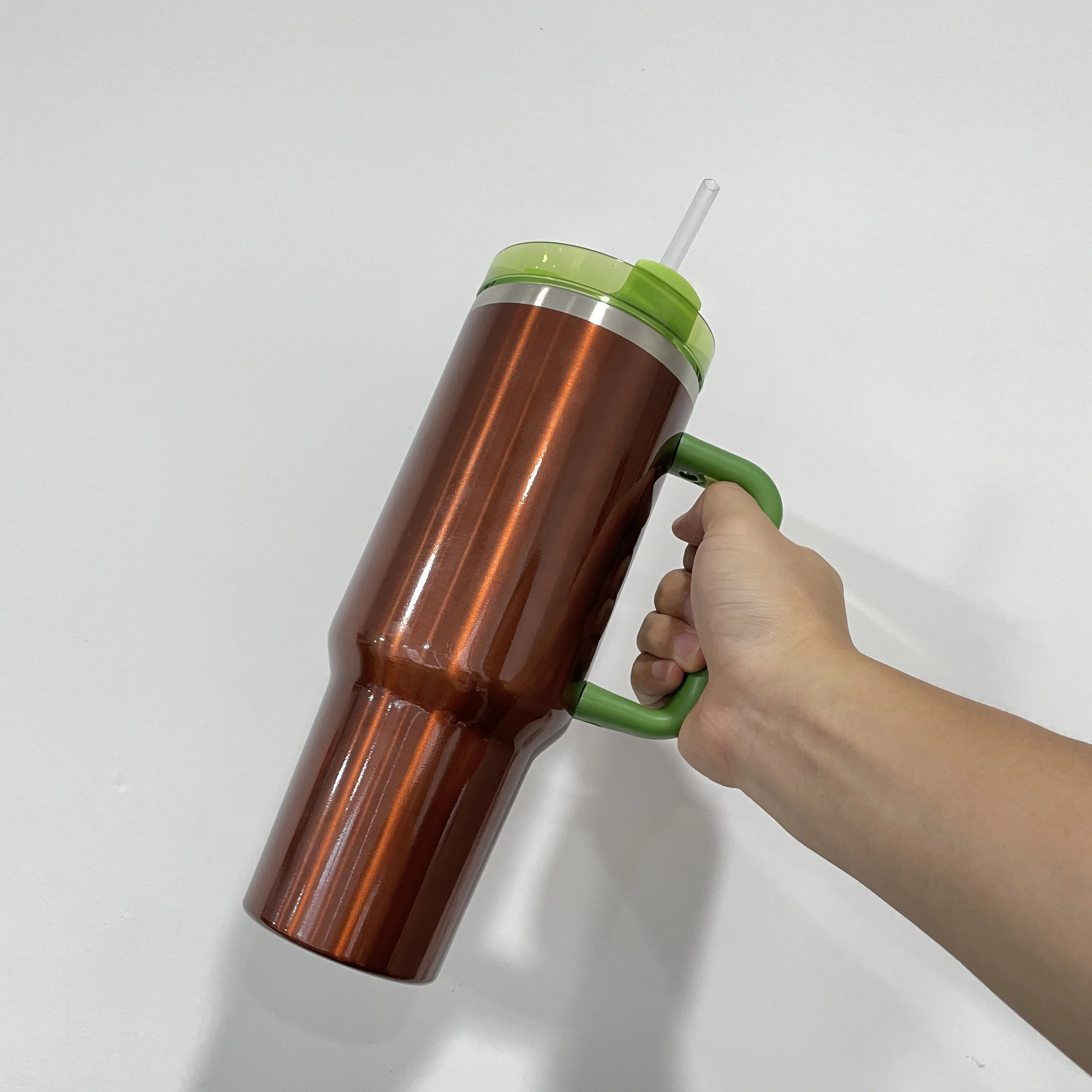 ready to ship thermos  with handle cup moonshine H2.0 40oz tumbler blank sublimation with green lid and handle