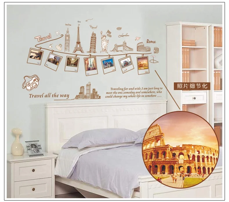 
AY9011 Travel World Adesivo Parede Wandsticker Mural City Album Travel Stickers 