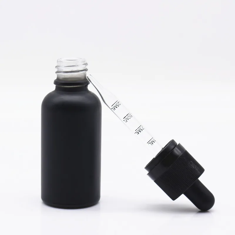 30ml matte frosted black glass scaled dropper bottle essential oil bottles with dropper bottle use cardboard tube box 1oz