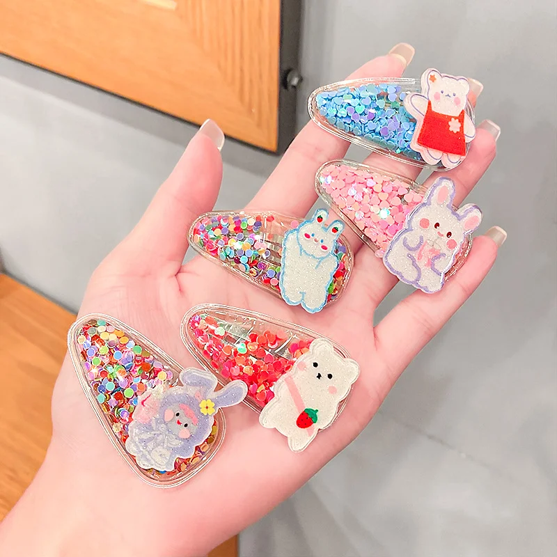 Kids cartoon animal flower bowtie shaped kids baby fashion hair accessories spring metal hair clip