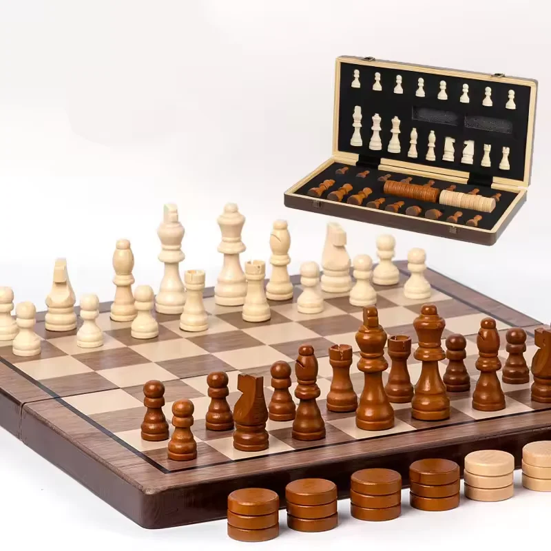 Customizable chessboard chess set folding board magnetic chess game wooden box magnetic chess board set