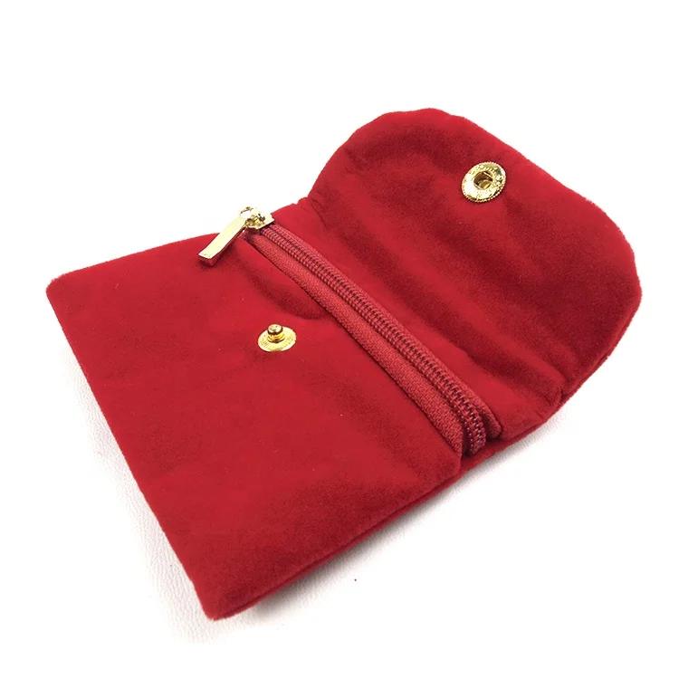 High quality customized microfiber envelope jewelry bag velvet jewelry gift bag with snap button