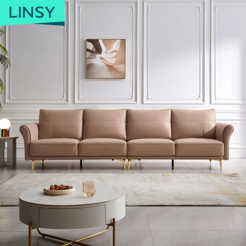 Роскошный итальянский современный кожаный диван Linsy L-образной формы дизайнерский золотые железные ножки мебель для гостиной диваны Bs012