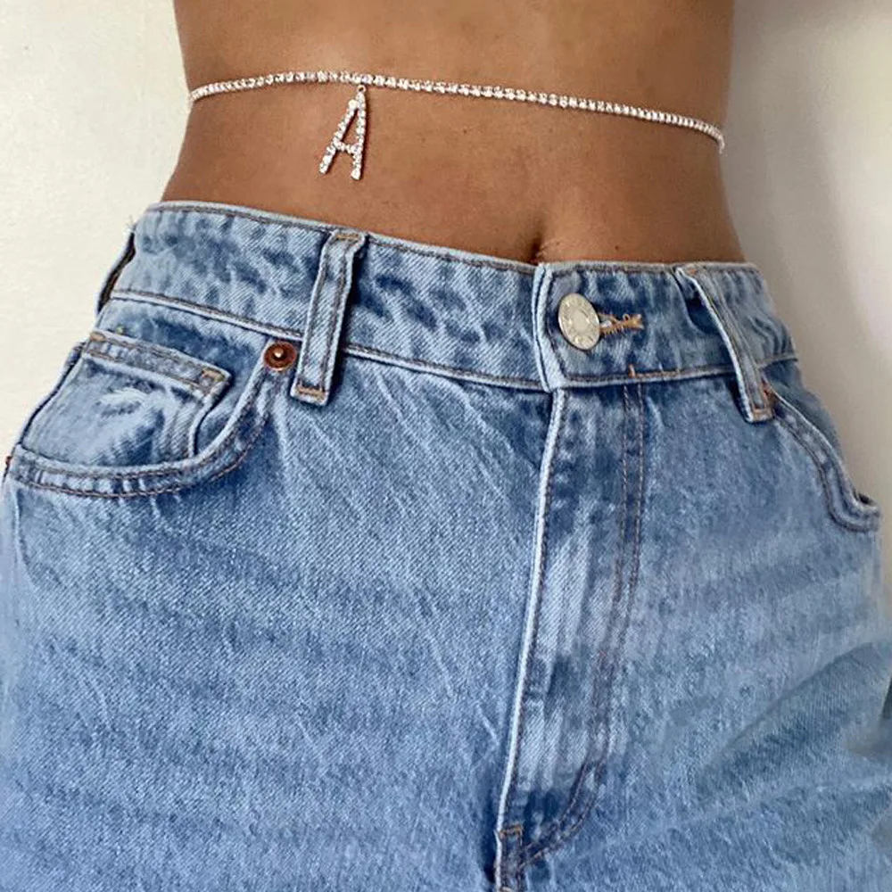 Womens Jewelry 2021 26 Alphabet Pendant Crystal Body Chaines Body Chain Jewelry For Women