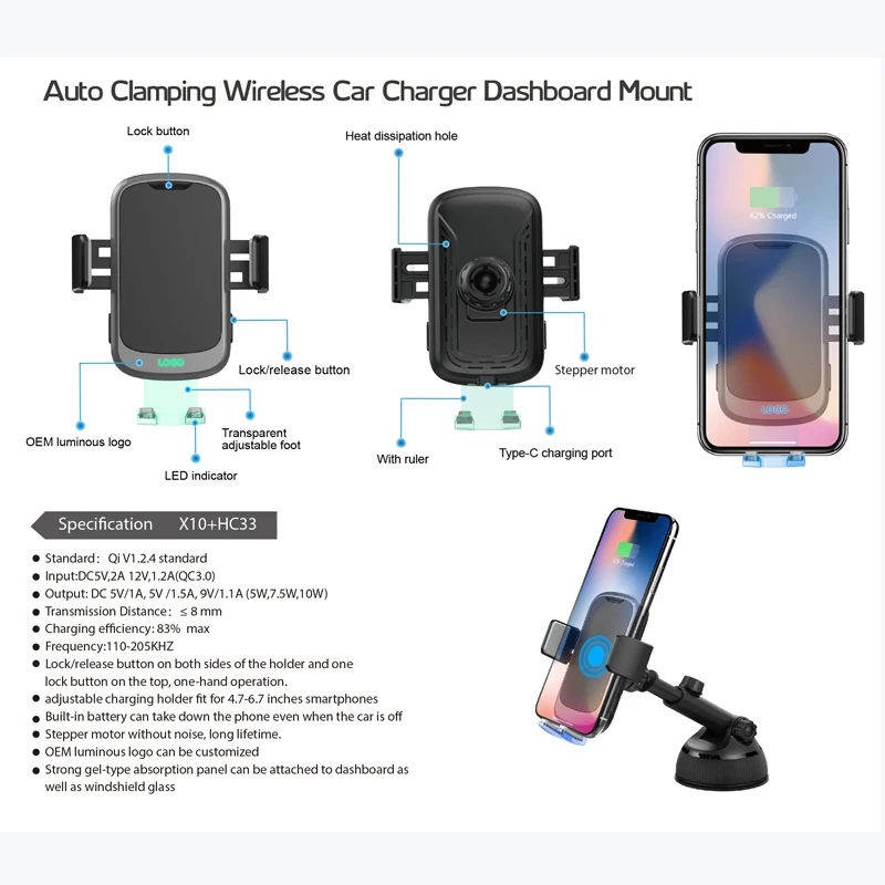 New Arrival 15W Qi Car Wireless Charger Car wireless charger for all car models and all phones
