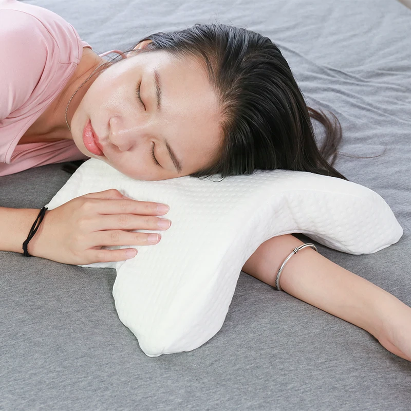 U-Shaped Memory Foam Couple Pillow Sleeping Neck Cervical Pillow Hollow Design Arm Rest Hand Pillow for Couple Side Sleepers