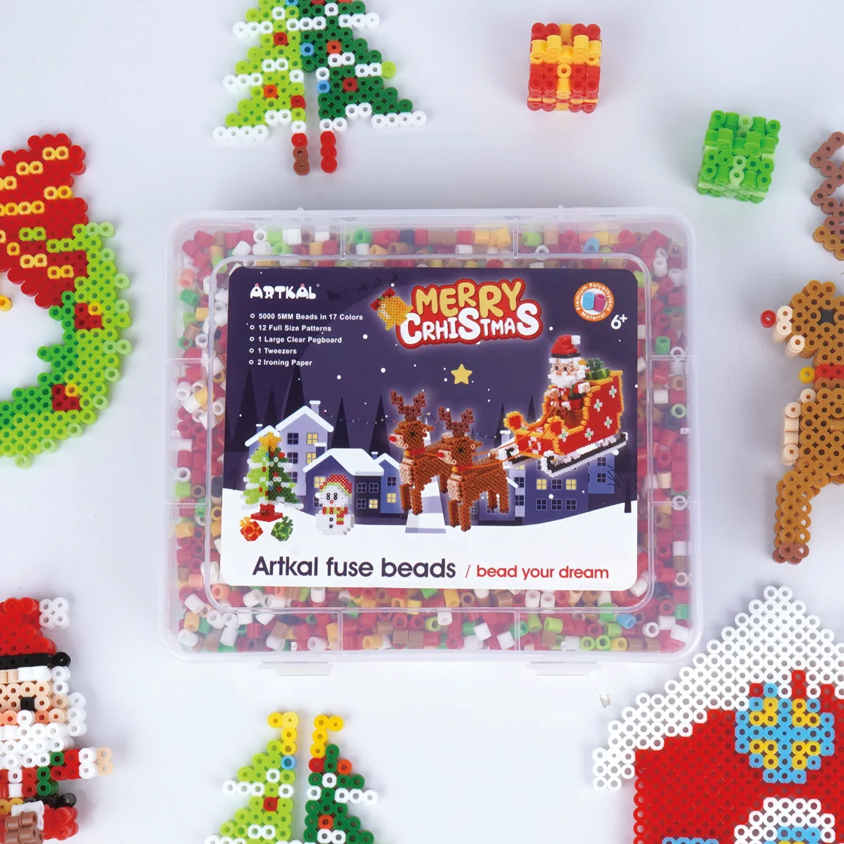 Factory new arrival 2024 christmas gift kids toy ST4023 fuse beads kit 17 colors 5000pcs 5mm midi beads