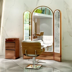 Illuminated Full-length Led Barber Mirror Station Makeup Mirror Desktop Hairdressing Smart Beauty Hair Salon Mirror Station