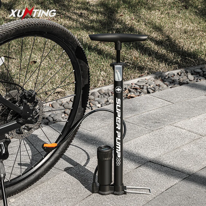 Xunting Classic Design Aluminium Alloy High Pressure Tyre Hand Air Cycle Pump Portable Tire Bike Pump Hand Bicycle Floor Pump