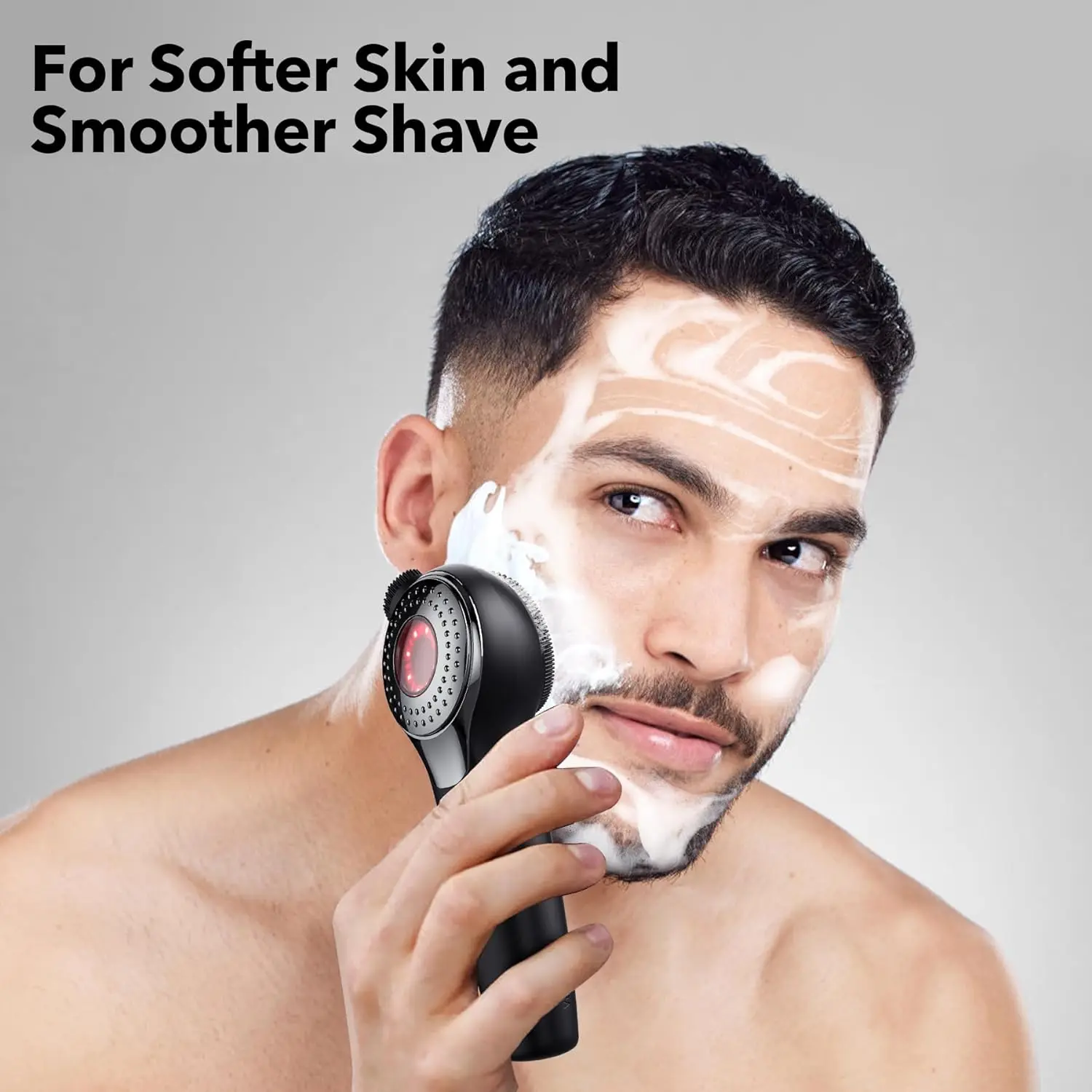 New Rechargeable Silicone Cleanser IPX7 Waterproof Red And Blue Light Vibration Hot Compress Facial Cleanser